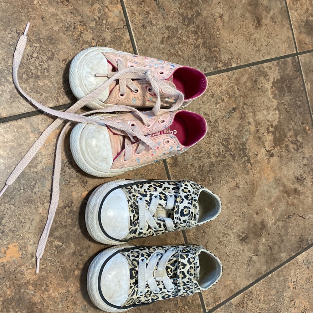 Toddler size 7 Converse shoes, $16 for both pair. Used but good condition!